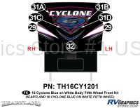 7 Piece 2016 Cyclone FW Blue White Front Graphics Kit