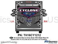 9 Piece 2016 Cyclone FW Blue Gray Rear Graphics Kit