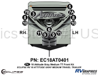 13 Piece 2018 Attitude Med Travel Trailer Gray Front Graphics Kit