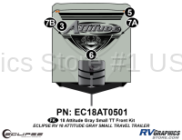 5 Piece 2018 Attitude Sm Travel Trailer Gray Front Graphics Kit
