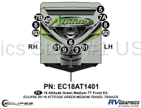 13 Piece 2018 Attitude Med Travel Trailer Green Front Graphics Kit