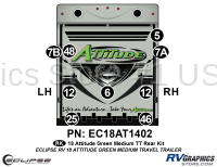 9 Piece 2018 Attitude Med Travel Trailer Green Rear Graphics Kit