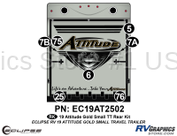 7 Piece 2019 Attitude Medium Travel Trailer Gold Rear Graphics Kit