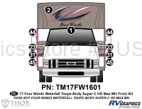 2 Piece 2017 Four Winds Motorhome Blue on Taupe Wall  Front Graphics Kit