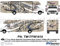 93 Piece 2017 Four Winds Motorhome Blue on Tan Wall Complete Graphics Kit