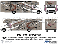 93 Piece 2017 Four Winds Motorhome Red on Taupe Wall Complete Graphics Kit