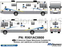 25 Piece 2001 American Clipper Motorhome Complete Graphics Kit