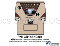 5 Piece 2014 Sunset Trail Fifth Wheel Front Graphics Kit