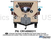 7 Piece 2014 Sunset Trail Molded Cap Travel Trailer Front Graphics Kit - Image 2