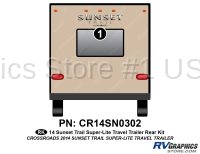 1 Piece 2014 Sunset Trail Flat Cap Travel Trailer Rear Graphics Kit - Image 2