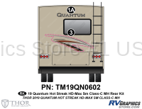 2 Piece 2019 Quantum Hot Streak Motorhome Rear Graphics Kit