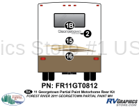 4 Piece 2011 Georgetown Partial Paint Motorhome Rear Graphics Kit