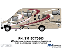 22 Piece 2015 Citation Motorhome Red Velvet Roadside Graphics Kit