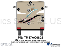 7 Piece 2017 ACE Motorhome Harmony (Gold) Rear Graphics Kit