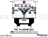 9 Piece 2020 Puma Unleashed Fifth Wheel Front Graphics Kit