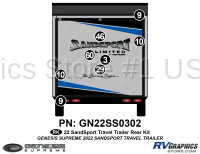 8 Piece 2022 SandSport Toyhauler Trailer Rear Graphics Kit