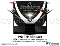 5 Piece 2018 Sundance XLT Travel Trailer Front Graphics Kit