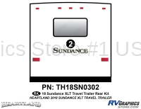 1 Piece 2018 Sundance XLT Travel Trailer Rear Graphics Kit