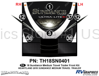 7 Piece 2018 Sundance Medium Travel Trailer Front Graphics Kit