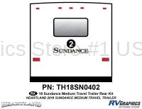 1 Piece 2018 Sundance Medium Travel Trailer Rear Graphics Kit