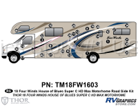 33 Piece 2018 Four Winds MH Blue on Tan Body Roadside Graphics Kit