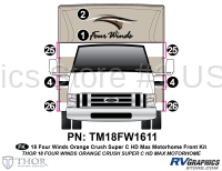 2 Piece 2018 Four Winds MH Orange on Tan Body Front Graphics Kit