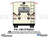 6 Piece 2017 Freelander Long Motorhome Rear Graphics Kit