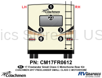 6 Piece 2017 Freelander Short Motorhome Rear Graphics Kit - Image 2