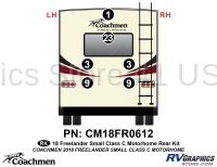 6 Piece 2018 Freelander Short Motorhome Rear Graphics Kit