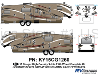 78 piece 2015 Cougar High Country X-Lite Fifth Wheel Complete Graphics Kit