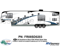 12 Piece 2008 Sandstorm Fifth Wheel Blue Roadside Graphics Kit