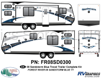 19 Piece 2008 Sandstorm Travel Trailer Blue Complete Graphics Kit