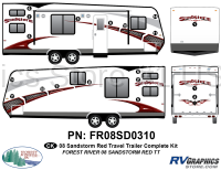 19 Piece 2008 Sandstorm Travel Trailer Red Complete Graphics Kit