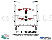 2 Piece 2008 Sandstorm Travel Trailer Red Rear Graphics Kit