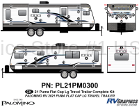 48 Piece 2021 Puma Large Travel Trailer Flat Cap Complete Graphics Kit