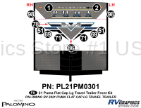 12 Piece 2021 Puma Large Travel Trailer Flat Cap Front Graphics Kit