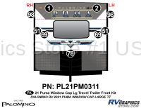 9 Piece 2021 Puma Large Travel Trailer Window Cap Front Graphics Kit