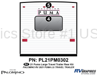 2 Piece 2021 Puma Large Travel Trailer Rear Graphics Kit