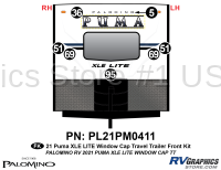 7 Piece 2021 Puma XLE Lite Travel Trailer Window Cap Front Graphics Kit