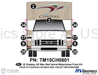 10 Piece 2015 Chateau HD Max Motorhome Red Velvet Front Graphics Kit