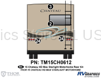 4 Piece 2015 Chateau HD Max Motorhome Starlight Rear Graphics Kit