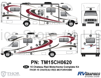 43 Piece 2015 Chateau Motorhome Standard Red Complete Graphics Kit