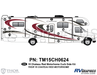 20 Piece 2015 Chateau Motorhome Standard Red Curbside Graphics Kit