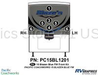 7 Piece 2015 Blaze'n Blue Fifth Wheel Front Graphics Kit