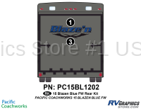 2 Piece 2015 Blaze'n Blue Fifth Wheel Rear Graphics Kit
