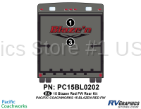 2 Piece 2015 Blaze'n Red Fifth Wheel Rear Graphics Kit