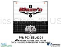 2 Piece 2015 Blaze'n Red Travel Trailer Front Graphics Kit