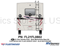 3 Piece 2021 Flair Motorhome Blue Version Rear Graphics Kit