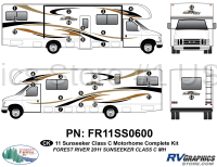 28 Piece 2011 Forest River Sunseeker Class C Complete Graphics Kit