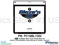2 Piece 2015 Blaze'n Blue Travel Trailer Rear Graphics Kit
